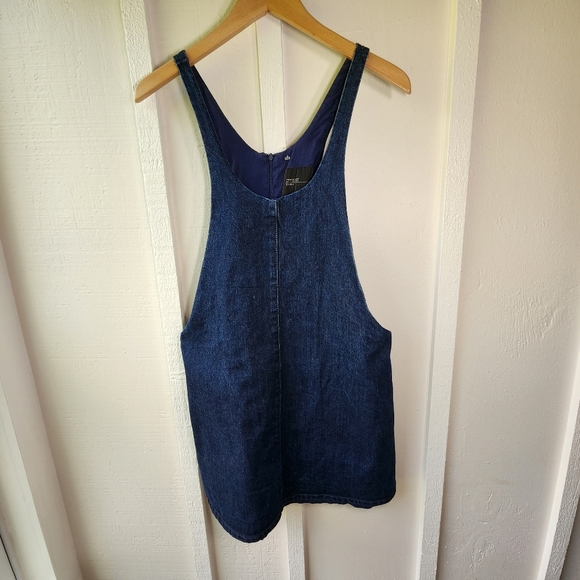 Zara Dresses & Skirts - Zara Trafaluc Denim Overall Skirt Dark Blue Mini Size Large